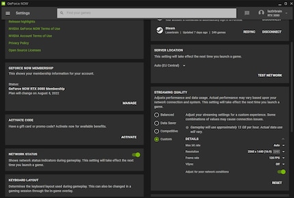 Bei Geforce Now kannst du in der PC-App mit bis zu 120 fps zocken.