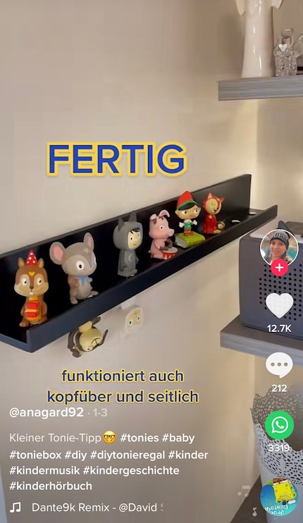 Tonies statt Bilder nehmen auf den Leisten Platz.