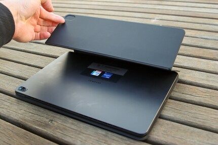 The magnets aren’t strong enough to move the tablet with the case.