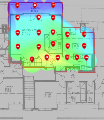5 GHz signal strength on the lower loft floor.