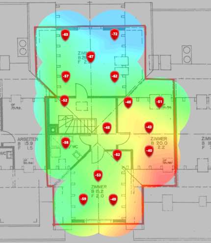 2.4 GHz signal strength on the upper loft floor.