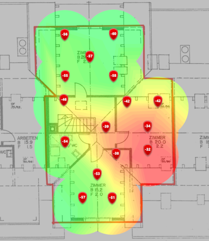 5 GHz signal strength on the upper loft floor.