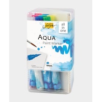 Solo Goya Aqua Paint Marker Powerpack All-in-one (Zinnoberrot Dunkel, Permanentgrün, Havannabraun, Kadmiumgelb, Indigoblau, Karmin, Olivgrün, Gelbgrün, Zitrone, Kobaltblau, Hellgrau, Cyan, Magenta, Gelb, Schwarz, Orange)