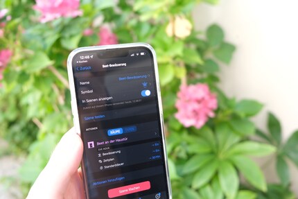 The Eve app stores the times, durations and rules for the bed’s drip irrigation.