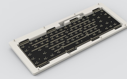 Flex Cuts auf der Platine der Class-65-Tastatur.