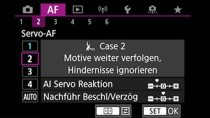 Der Autofokus kann auf das Ignorieren von Hindernissen optimiert werden.
