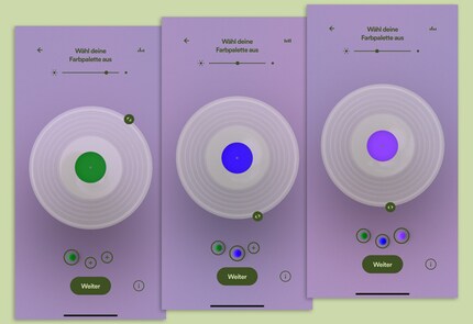 I set three tones on the colour wheel turntable.