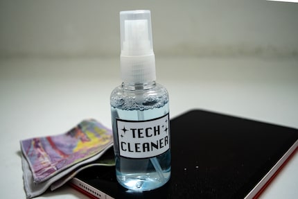 Distilled water and a microfibre cloth make a homemade screen cleaner.