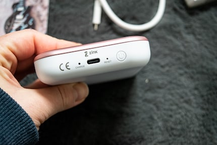 The device charges quickly via USB-C.