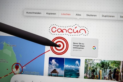 Ich kann auch einen handgeschriebenen Titel oder eine ganze Gruppe auswählen und verschieben.