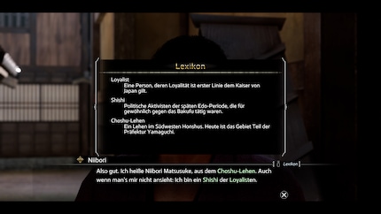 A handy feature is the historical dictionary. At the click of a button, it provides you with information about Japanese terms and places during conversations and cutscenes.