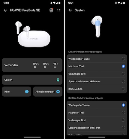 Viele Einstellungen gibt es nicht in der App zu den Freebuds SE
