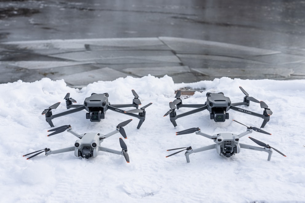 Vier von aktuell zwölf DJI-Drohnen – Enterprise-Geräte nicht inbegriffen.