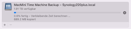 Geschafft! Das erste Backup läuft an.