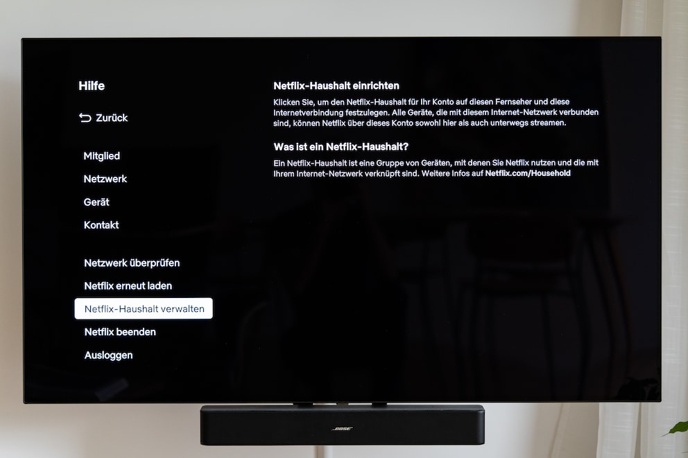 Die Option für das Festlegen des Haushalts findest du in der TV-App unter «Hilfe».