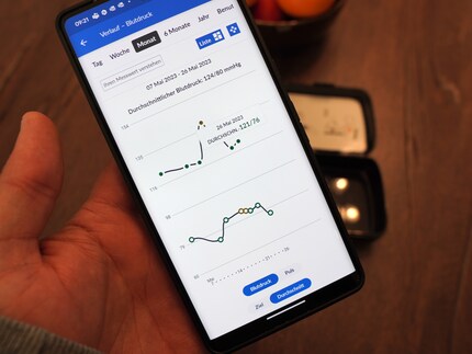 In der App werden der Blutdruck analysiert und die Werte gespeichert.