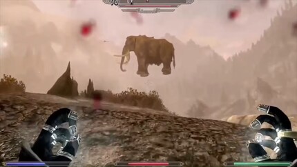 Flying mammoths in Skyrim are one of the more amusing glitches.