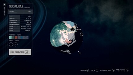 Before landing, you can scan the planets to get a rough idea of what to expect. I wonder if the variety of planets will keep me motivated in the long run.