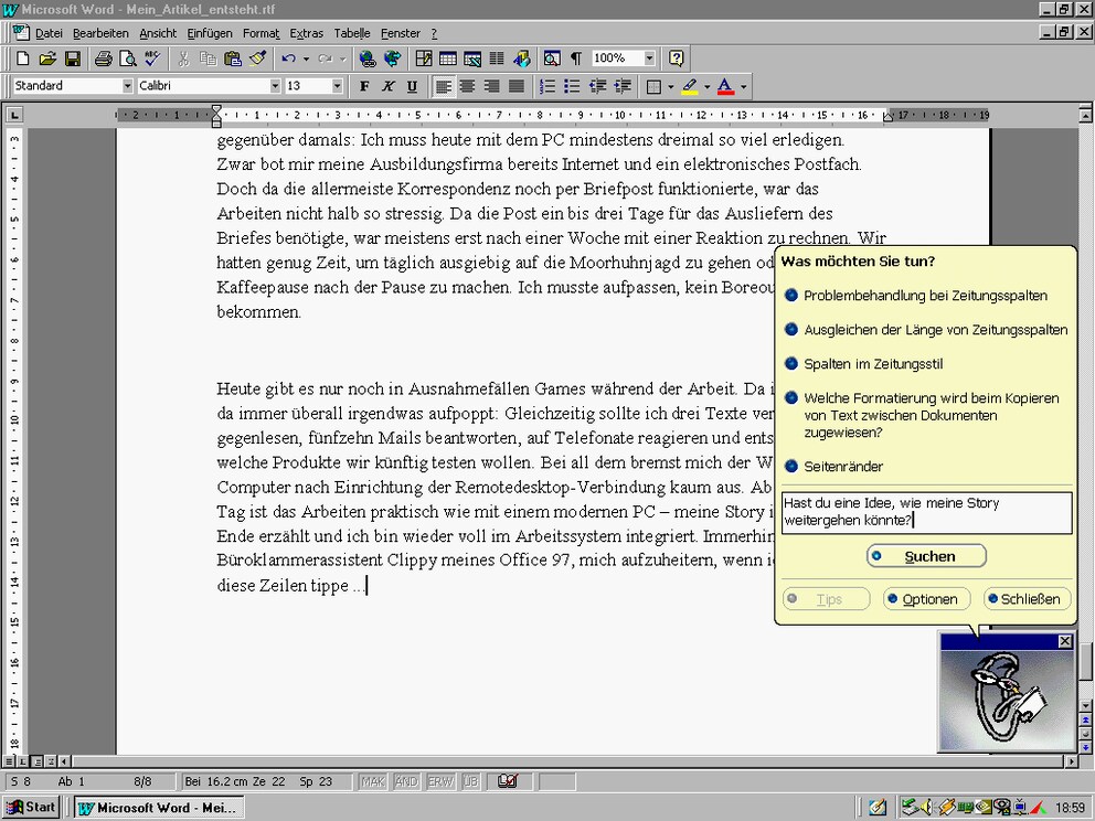 Clippy ist mein Freund, aber nicht mein Helfer.