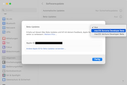 In den Softwareupdates kannst du die Sonoma-Beta installieren