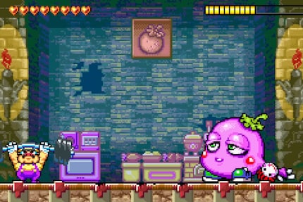 Absurde Gegner, wie dieses Auberginen-Monster (?) gehören bei «Wario Land»-Games zum Alltag.