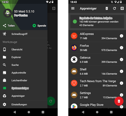 SD Maid Pro reinigt dein Phone. Ebenso ist unter anderem ein guter Task-Manager mit an Bord.
