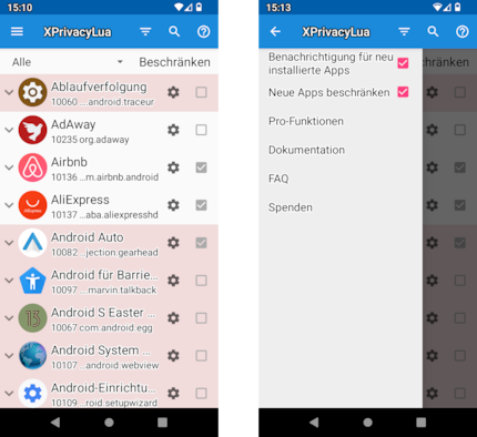 XPrivacyLua lässt dich für jede App ...