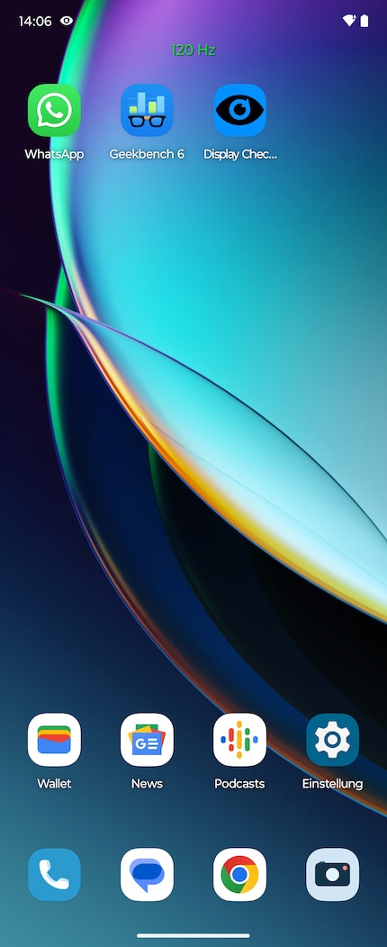 Beim normalen Scrollen erreicht das Display 120 Hertz.