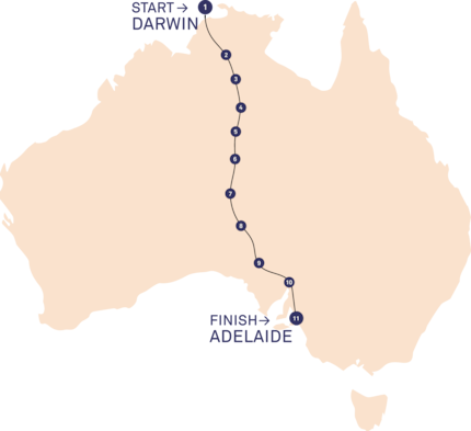The route of the race leads from north to south through Australia.