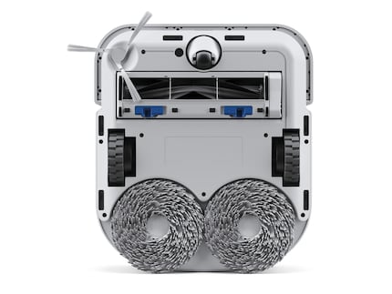 The robot cleans the mops itself in the base station.