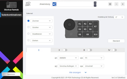 Über den Treiber programmierst du verschiedene Shortcuts für die Fernbedienung.