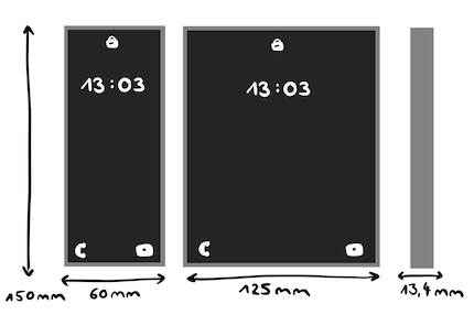 A sketch of the Samsung Galaxy Z Fold5’s dimensions.