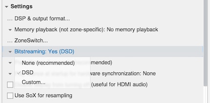 DSD requires a special audio player, such as JRiver Media Center, where I need to enable the bitstreaming option otherwise no DSD will go to the DAC.