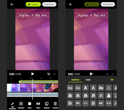 In the video creation app, I create a reel in just a few clicks from my images and videos, text included.