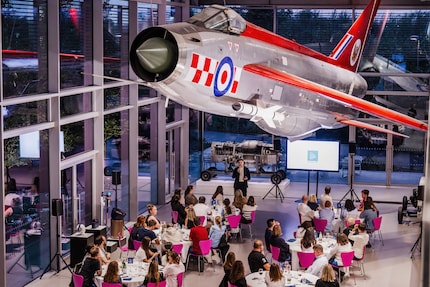 The staff restaurant at Dyson boasts an inspiring jet.