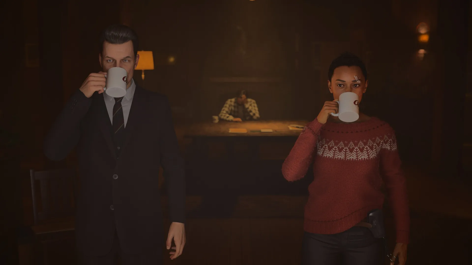 Alex Casey, sporting the likeness of creative director Sam Lake, and FBI agent Saga Anderson, played by Melanie Liburd.