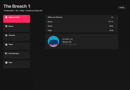 In the settings, you can make various adjustments to the canvas and export.