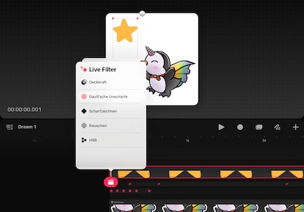 Live filters can also be animated and applied to your objects.