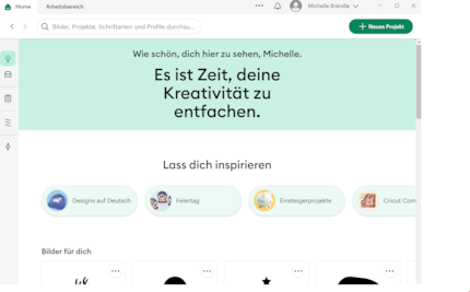 Im Design Space erstellst du deine Projekte und bekommst direkt Inspiration und Motive geliefert.
