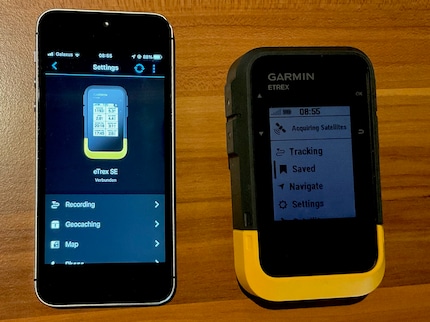 Das «Etrex SE» lässt sich über Bluetooth mit dem iPhone und der Garmin Connect App verbinden.