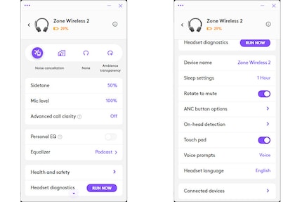 All the settings offered by the app.