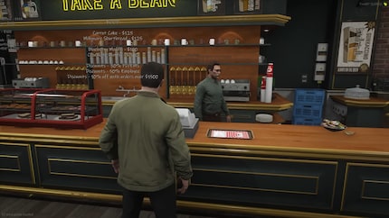 GTA roleplay: a player taking on the role of a serial killer buys a coffee from another gamer playing a barista. I wonder if he'll murder him next?