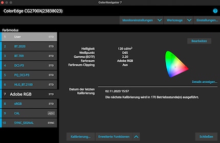 I set the calibration parameters in ColorNavigator and the screen does the rest.