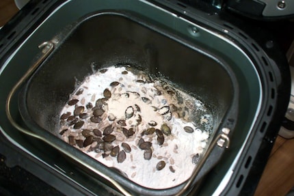 Before: the ingredients in the bread pan.