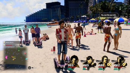 Ichiban and his friends can also use Segways to explore the city.