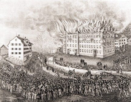 Nicht alle fanden die Billigproduktion gut: Brand von Uster 1832.