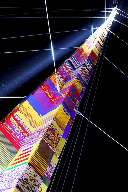 Bricks as far as you can see: This is what the Lego Tower in Tel Aviv looks like at night.