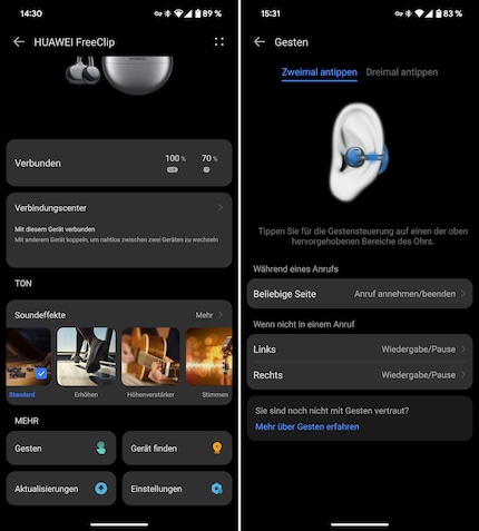 This is what the Huawei AI Life app looks like with the FreeClip.