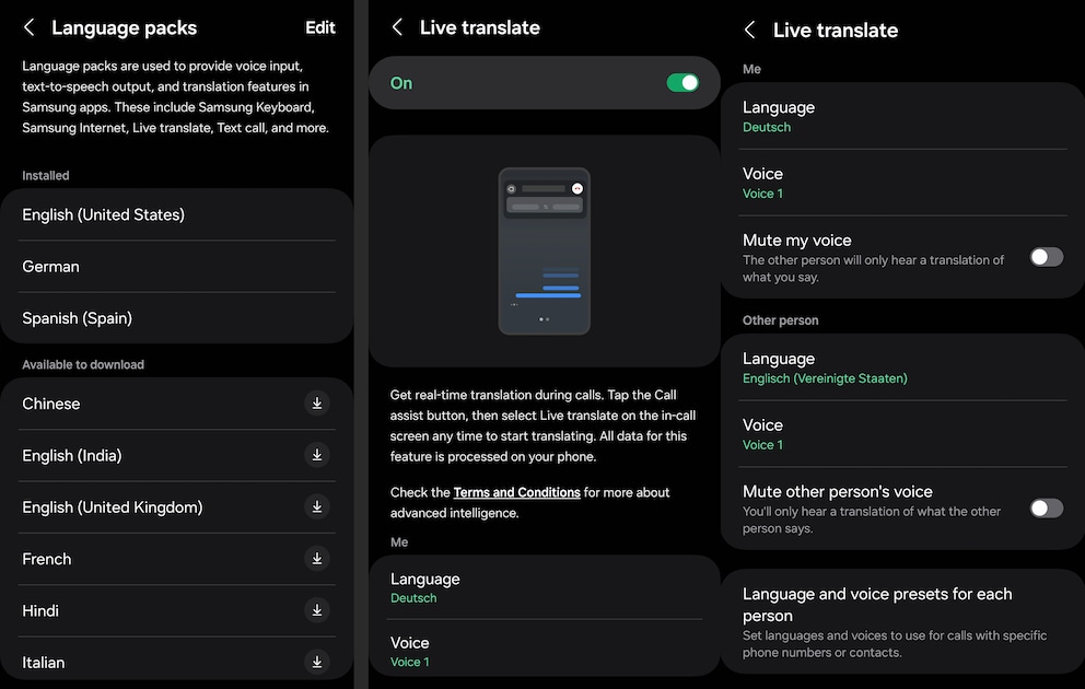 In bisher 13 Sprachen unterhältst du dich über einen Live-Translator per Smartphone.