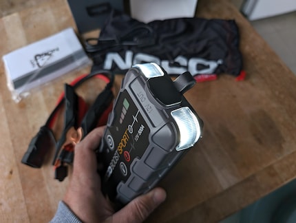 The power bank’s also a pretty bright flashlight.